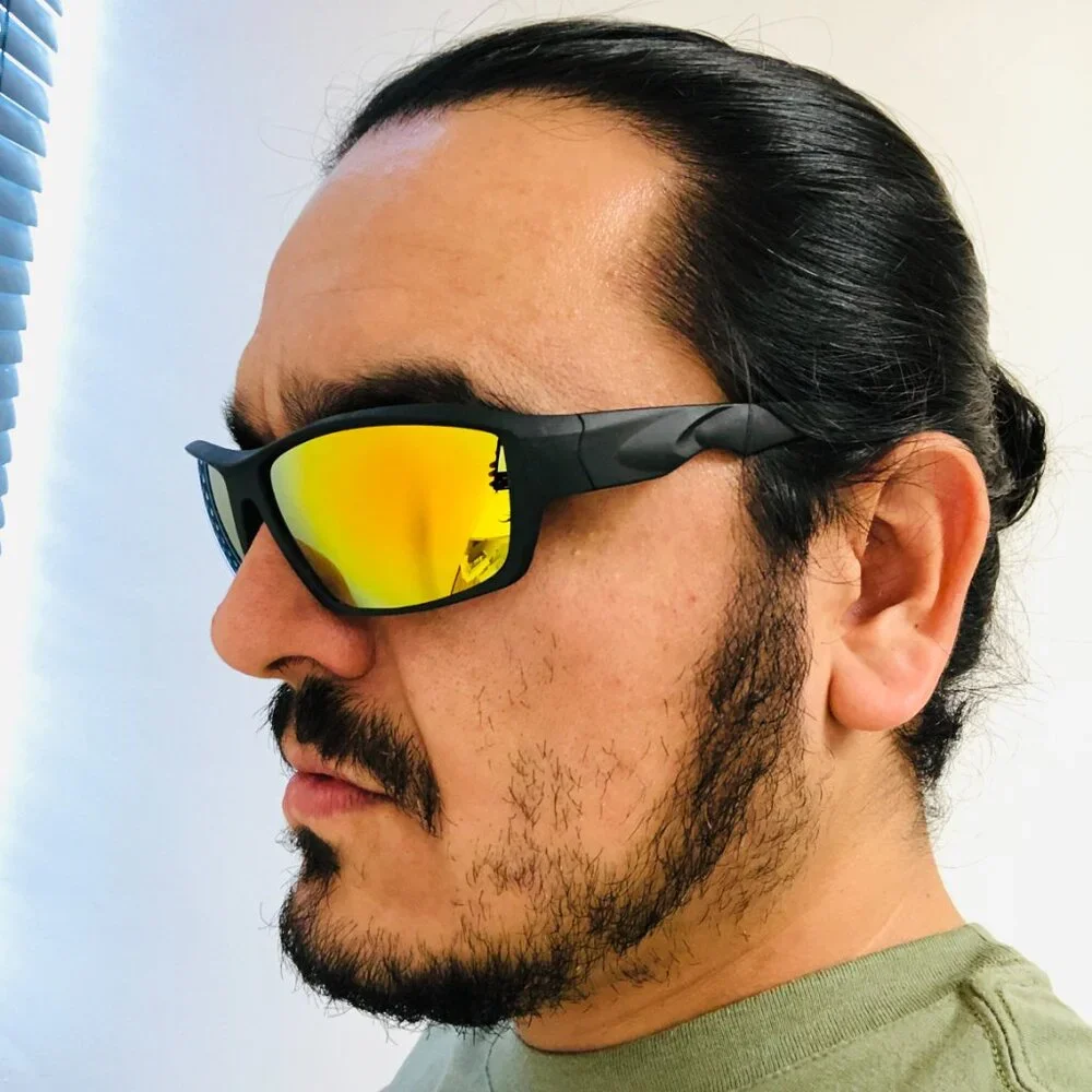 Sports Men Sunglasses Yellow Mirror Lens Wrap Around Shield Lentes Gafas Humbres